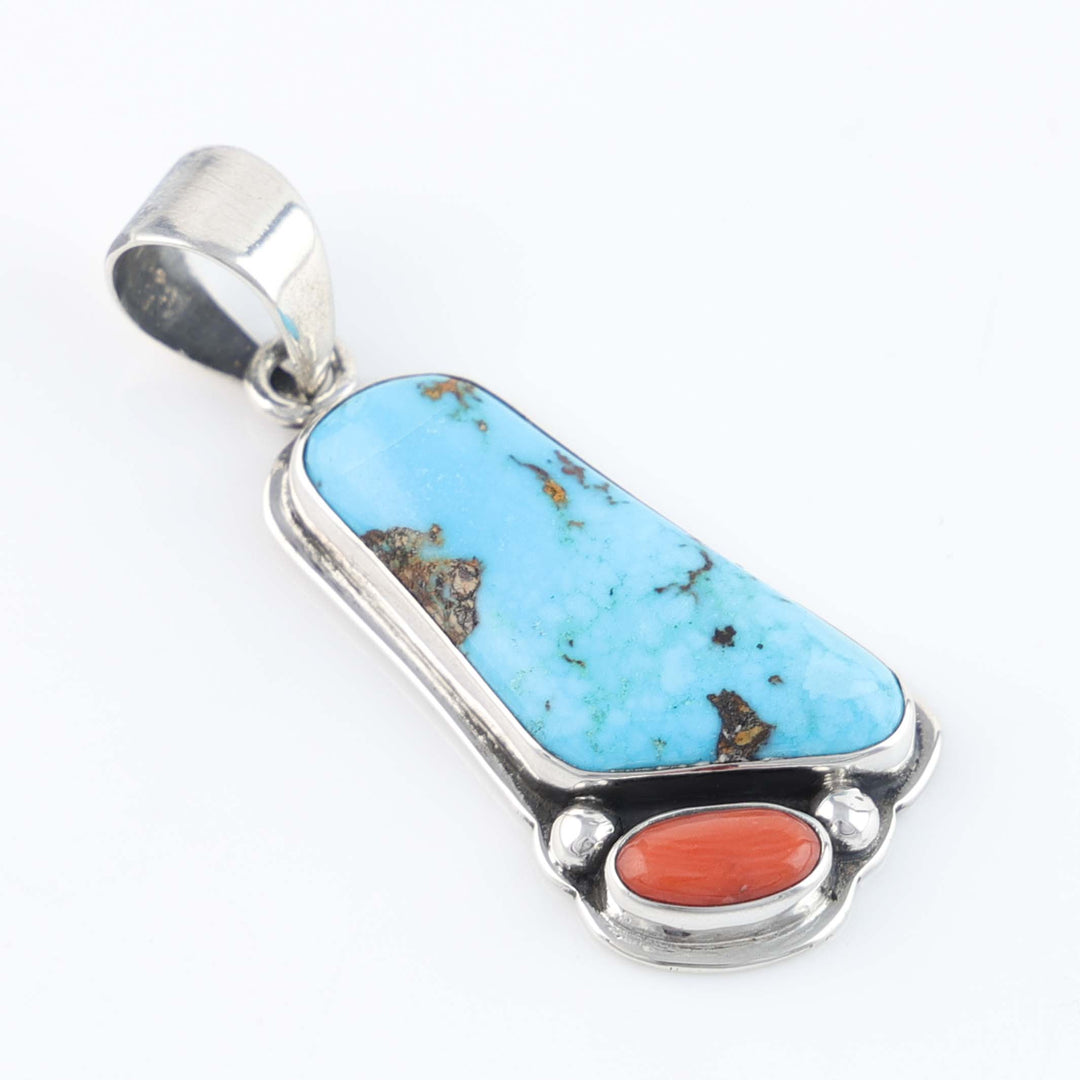 Turquoise and Coral Pendant
