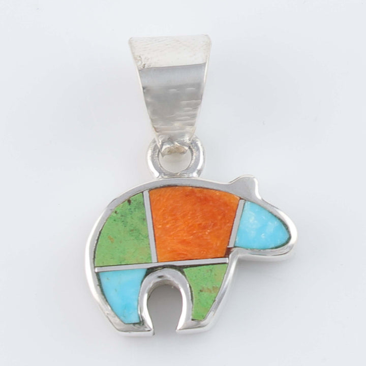Navajo Inlay Bear Pendant