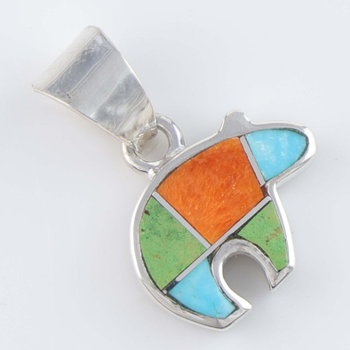 Navajo Inlay Bear Pendant