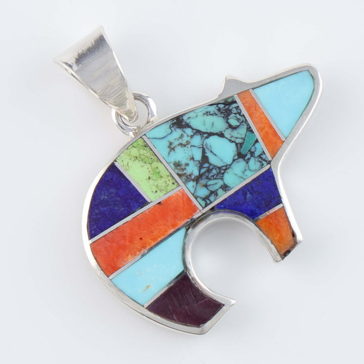Navajo Inlay Bear Pendant