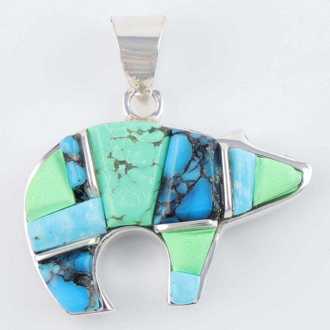 Navajo Inlay Bear Pendant