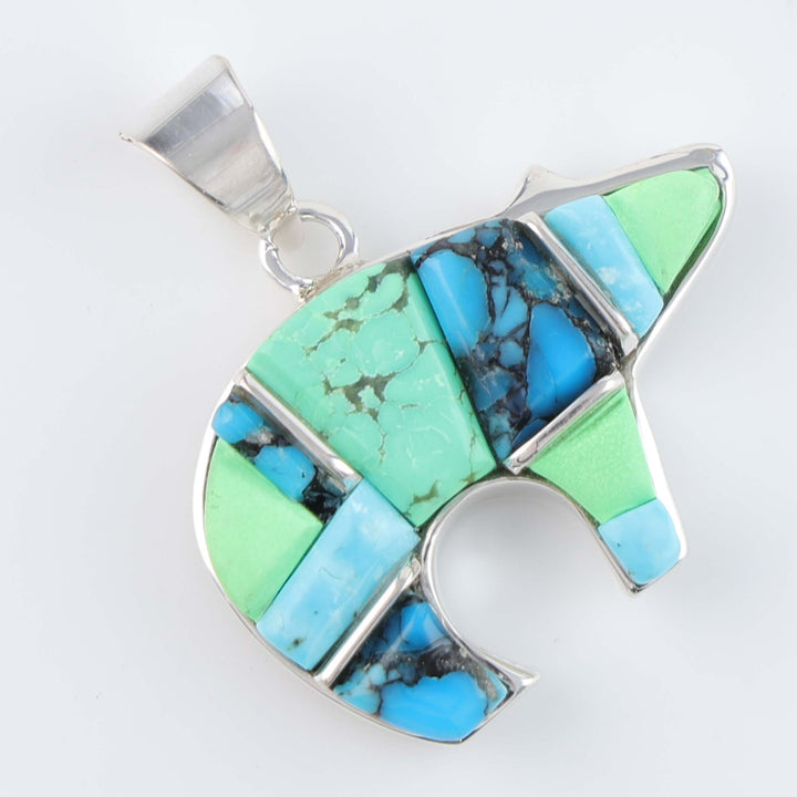 Navajo Inlay Bear Pendant