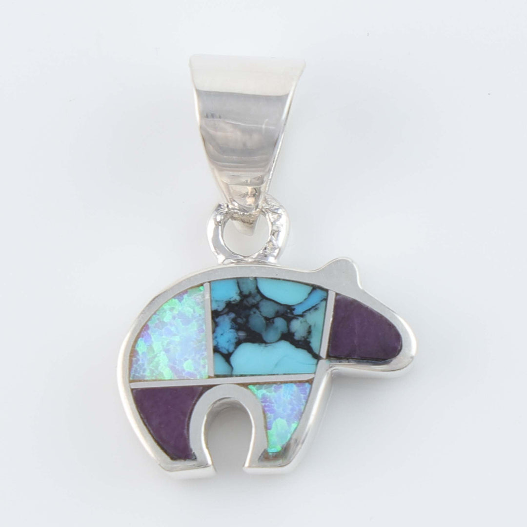 Navajo Inlay Bear Pendant