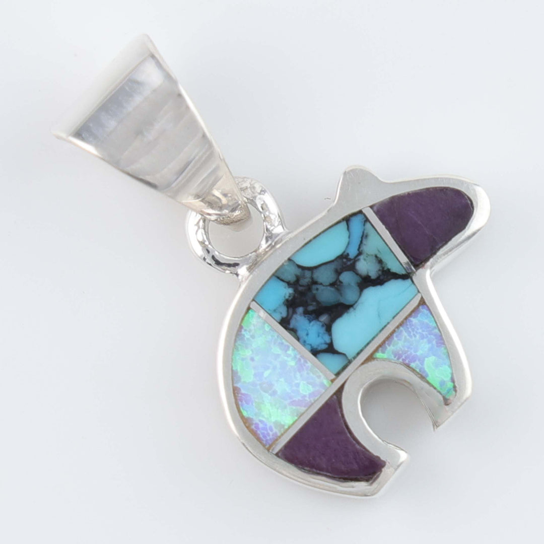 Navajo Inlay Bear Pendant