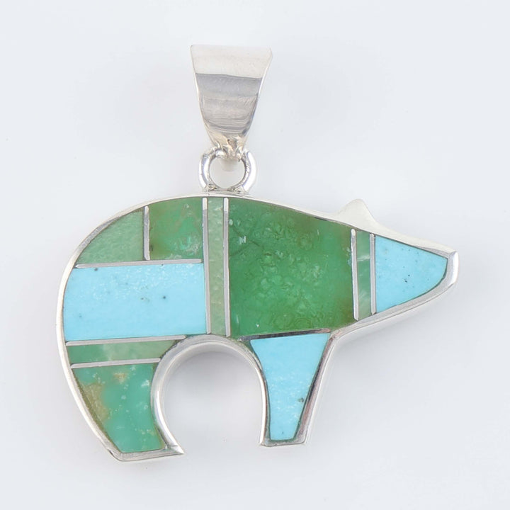 Navajo Inlay Bear Pendant