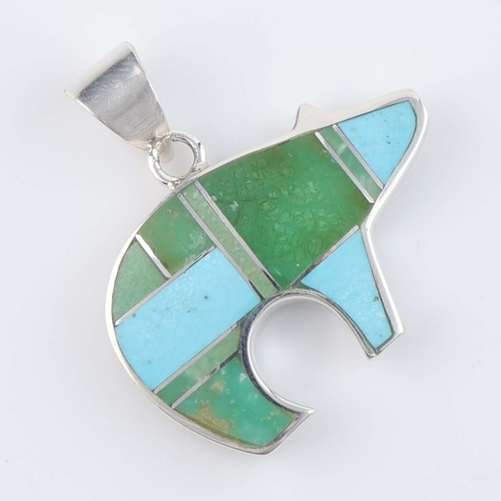Navajo Inlay Bear Pendant