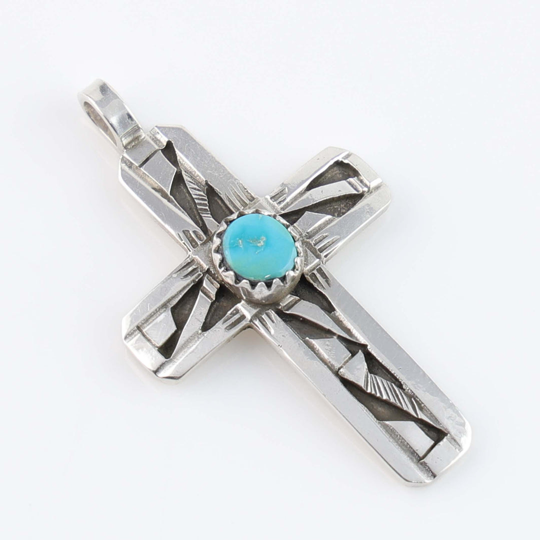 Blue Bird Turquoise Cross Pendant