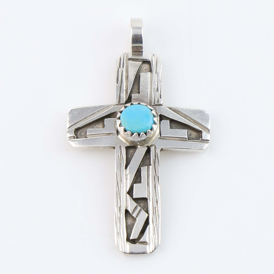 Blue Bird Turquoise Cross Pendant
