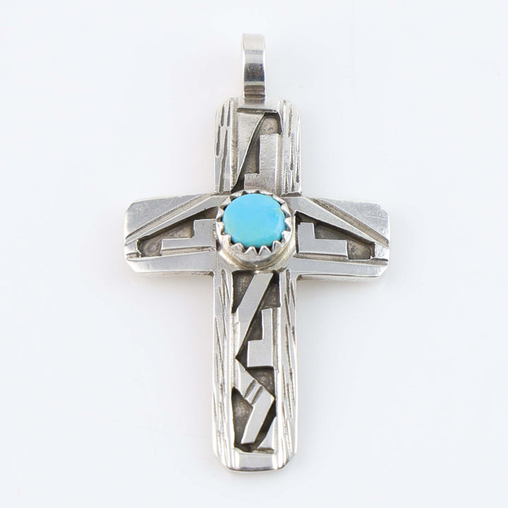Blue Bird Turquoise Cross Pendant
