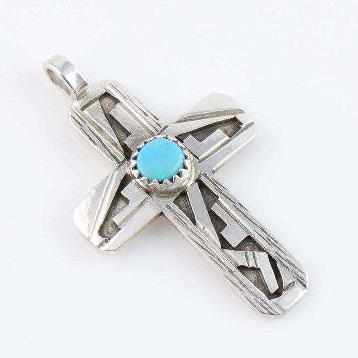Blue Bird Turquoise Cross Pendant