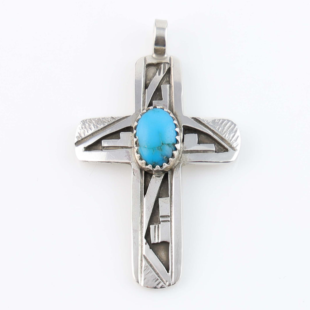 Blue Bird Turquoise Cross Pendant