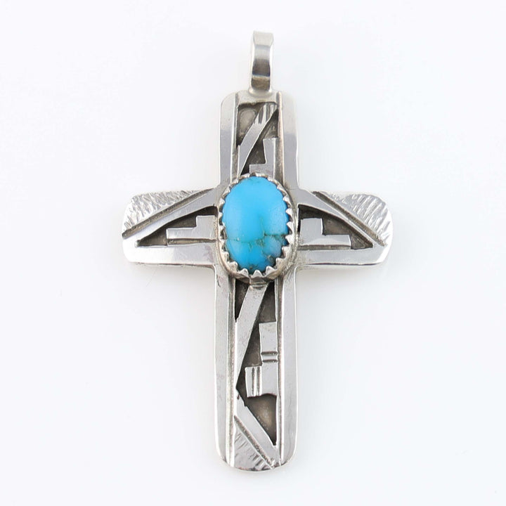 Blue Bird Turquoise Cross Pendant