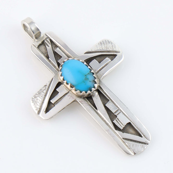 Blue Bird Turquoise Cross Pendant