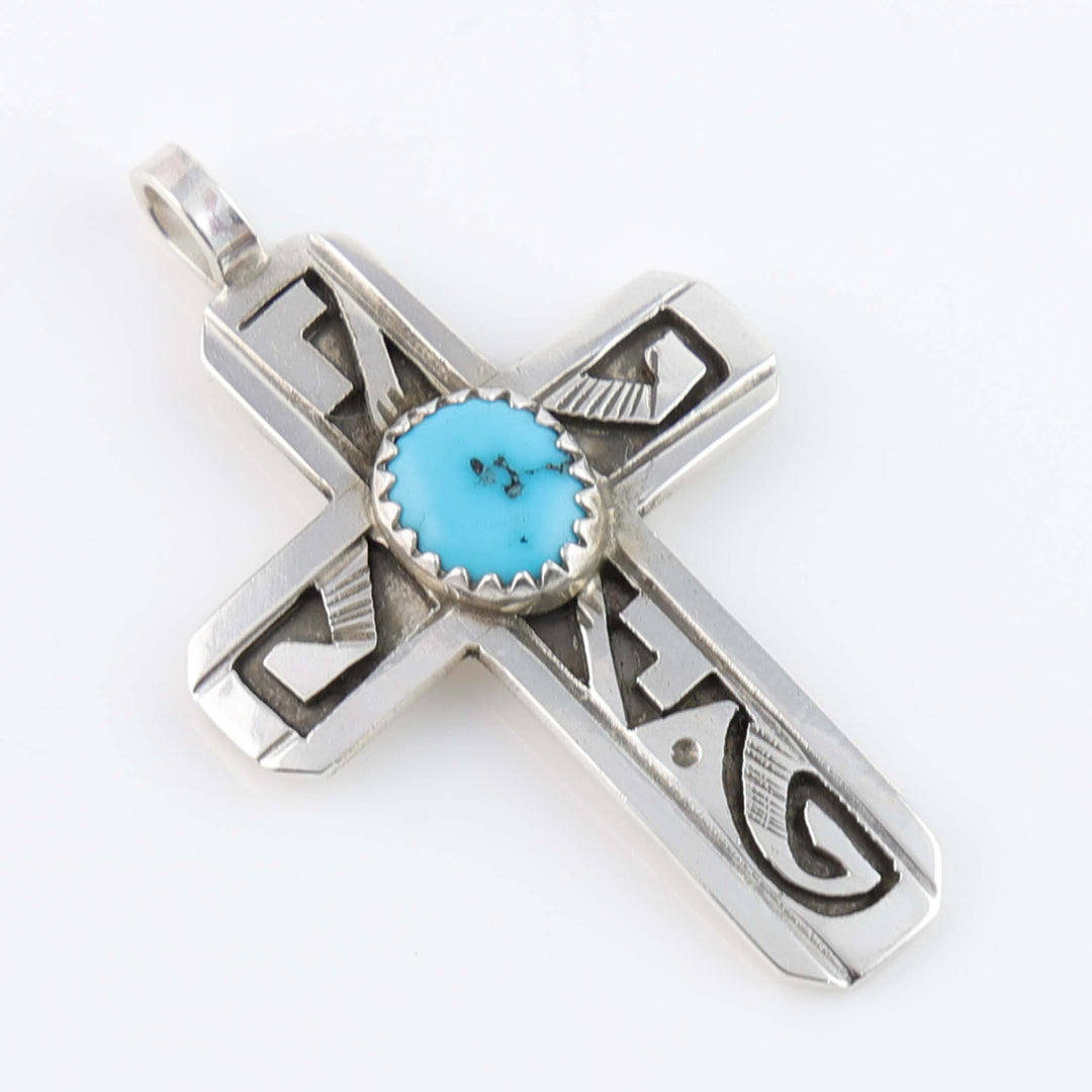 Blue Bird Turquoise Cross Pendant