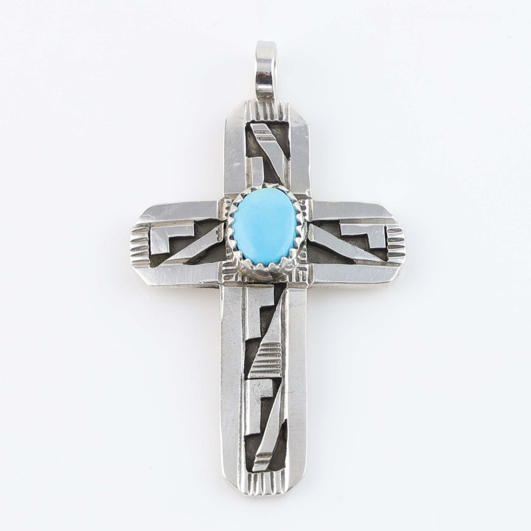 Blue Bird Turquoise Cross Pendant