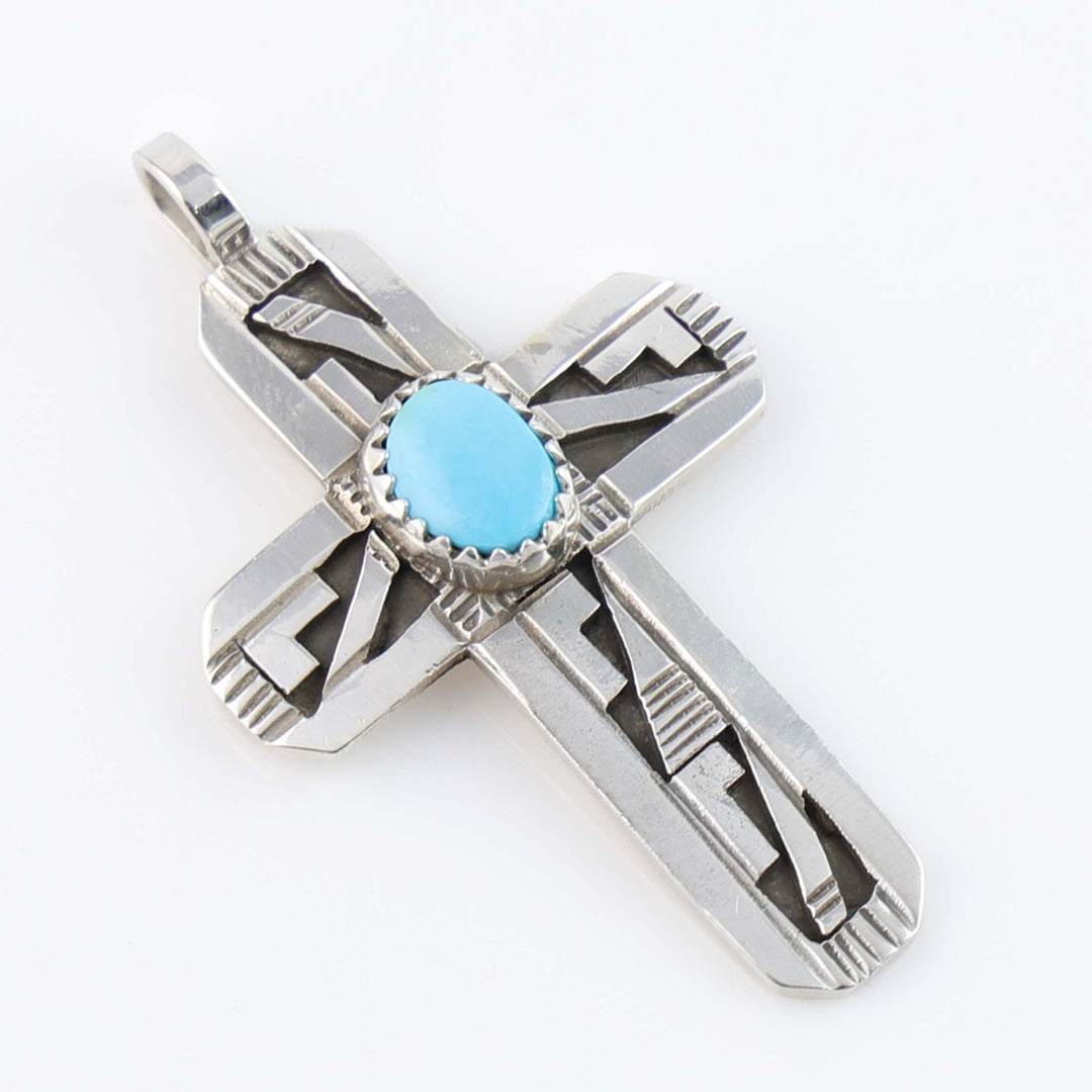 Blue Bird Turquoise Cross Pendant