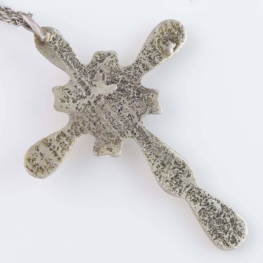1970s Sand Cast Turquoise Cross Pendant