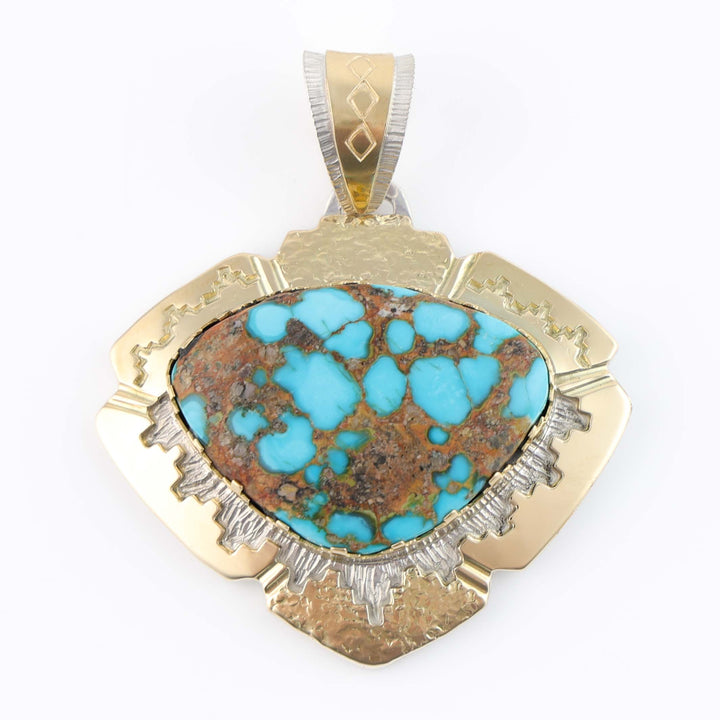 Gold and Kingman Turquoise Pendant
