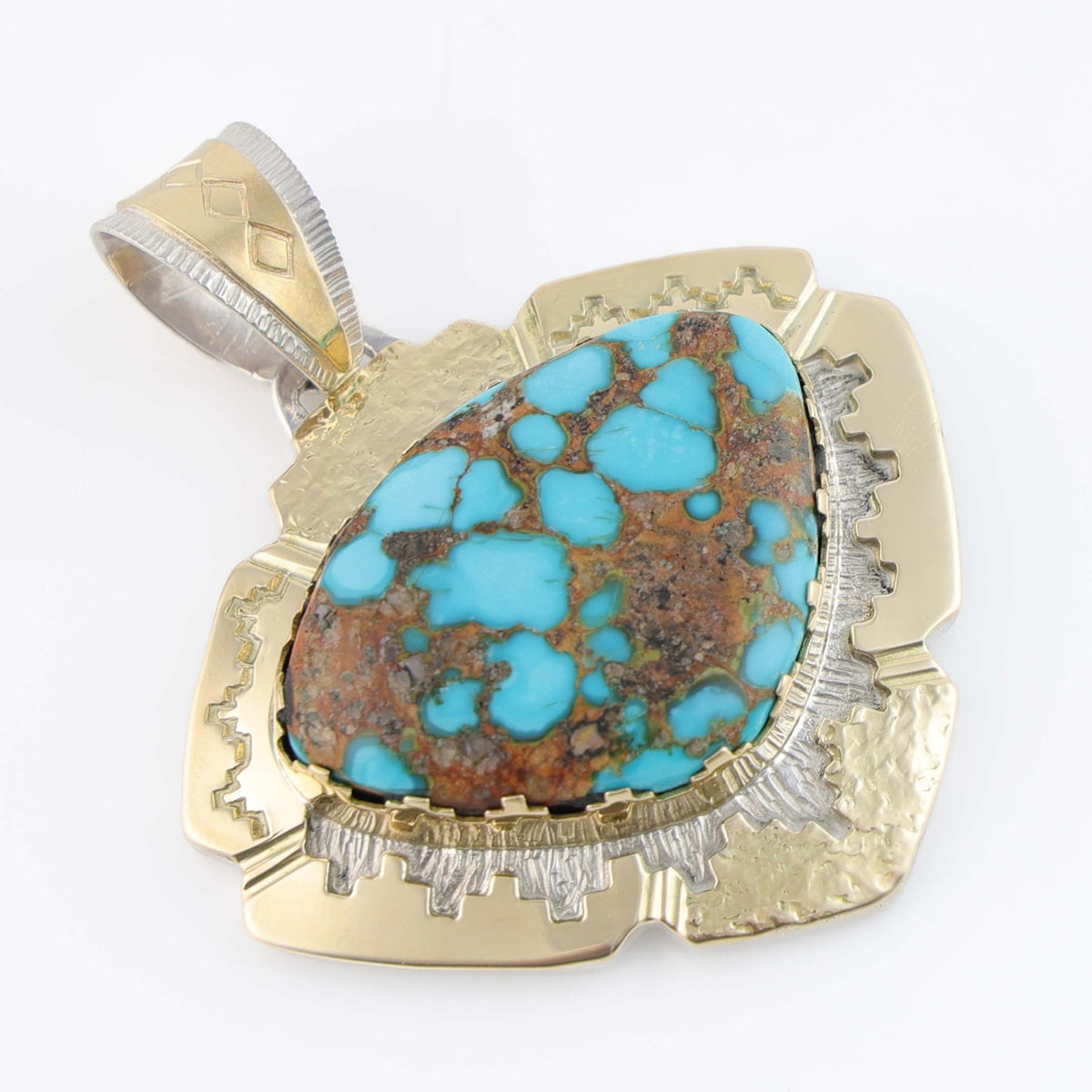 Wichita Gold and Kingman Turquoise Pendant by Dina Huntinghorse