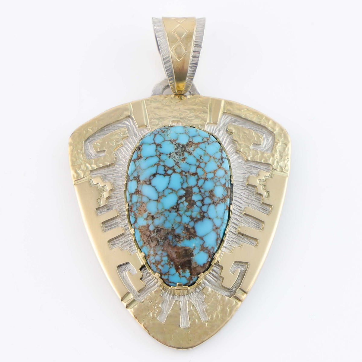 Wichita Gold and Lone Mountain Turquoise Pendant by Dina Huntinghorse