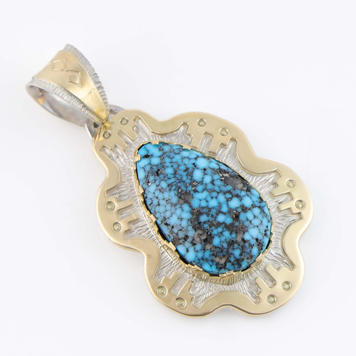 Wichita Gold and Kingman Turquoise Pendant by Dina Huntinghorse