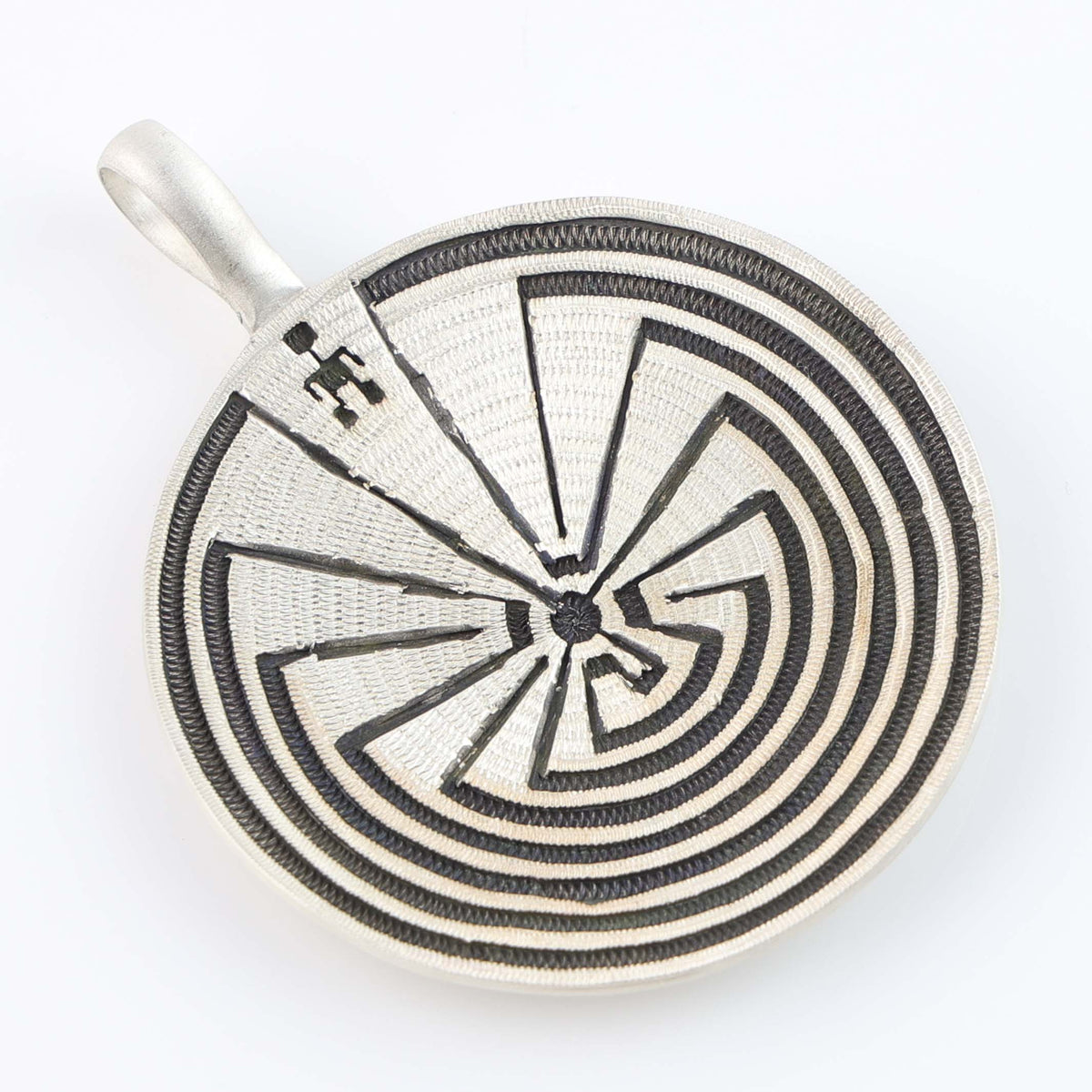 Man in the Maze Basket Pendant by Roland Begay