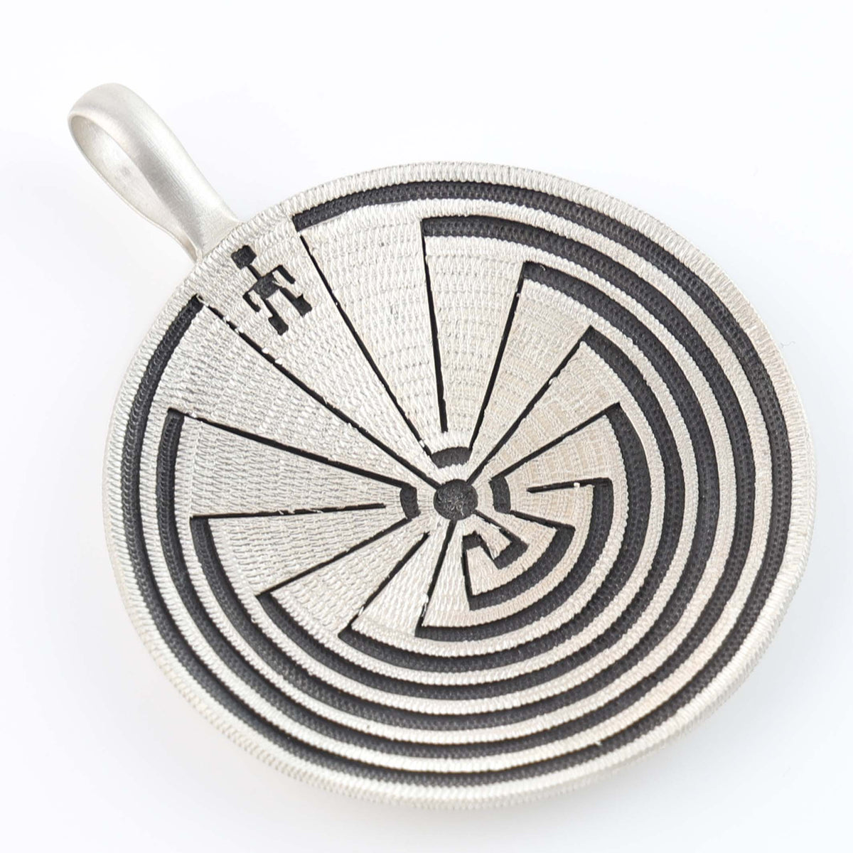 Man in the Maze Basket Pendant by Roland Begay