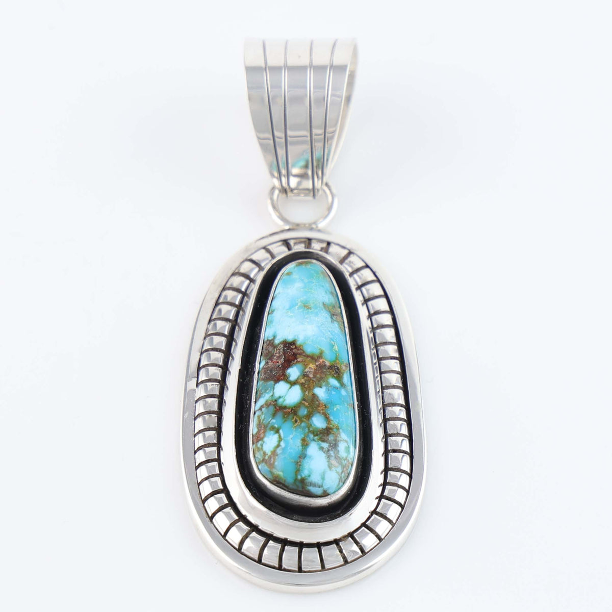 Navajo Kingman Turquoise Pendant by Marian Nez