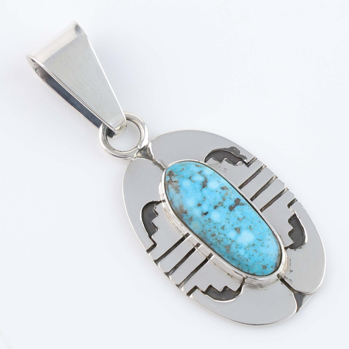 Navajo Kingman Turquoise Pendant by Leonard Nez
