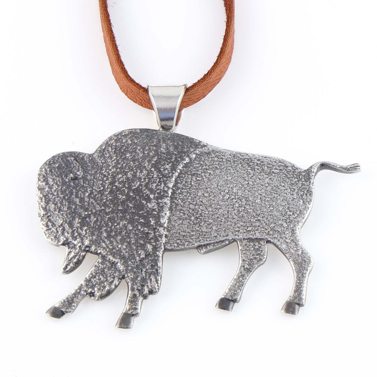Navajo Buffalo Hunter Pendant on Leather by Darryl Dean Begay