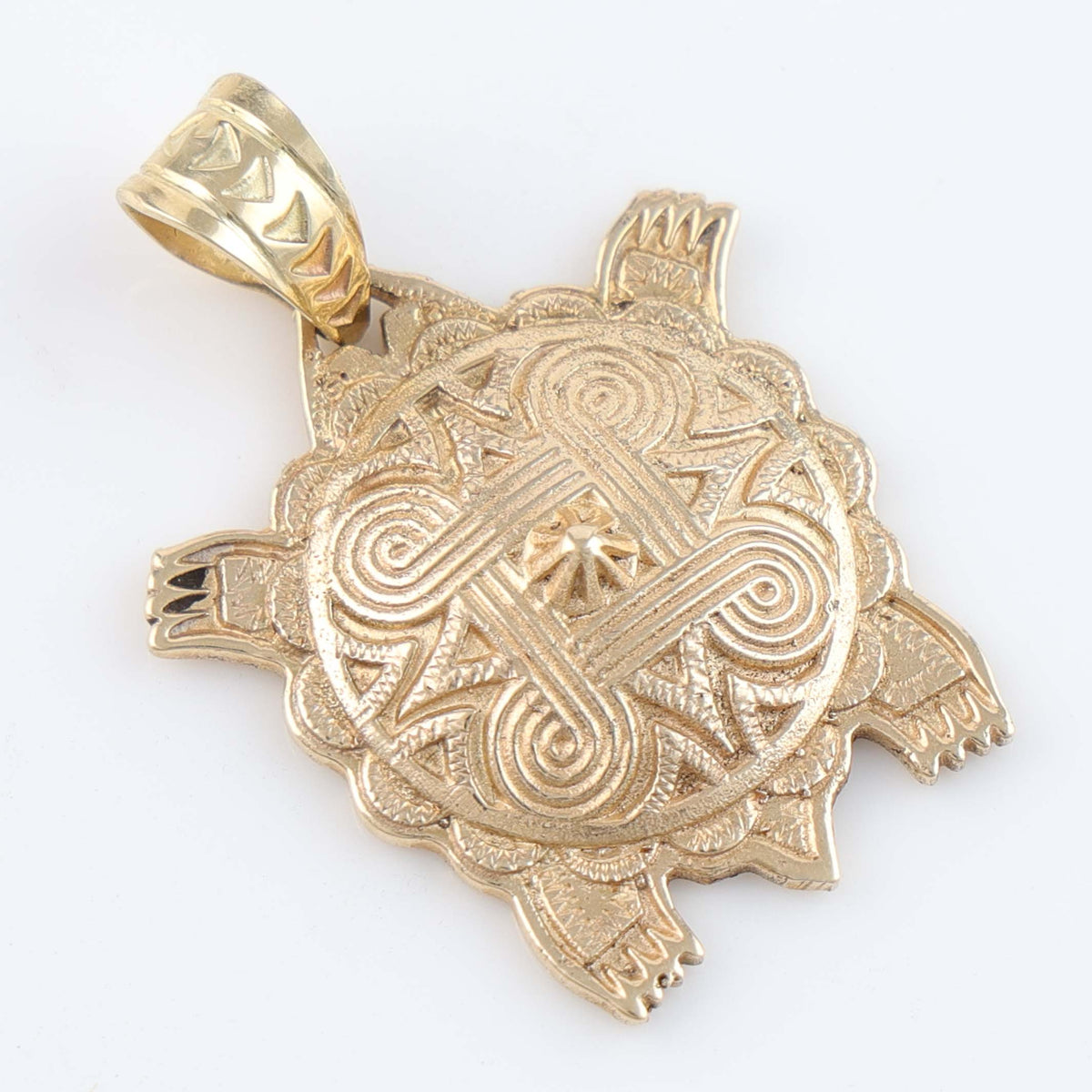 Gold Mother Earth Turtle Pendant by Kenneth Johnson