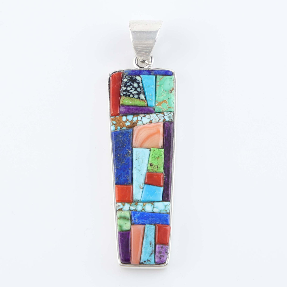 Colorful Cobbled Inlay Pendant by Noah Pfeffer