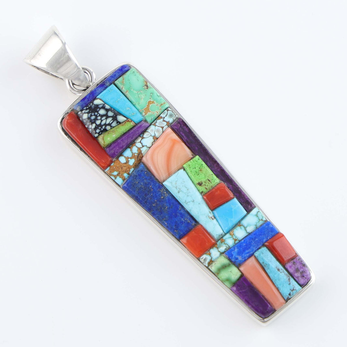 Colorful Cobbled Inlay Pendant by Noah Pfeffer
