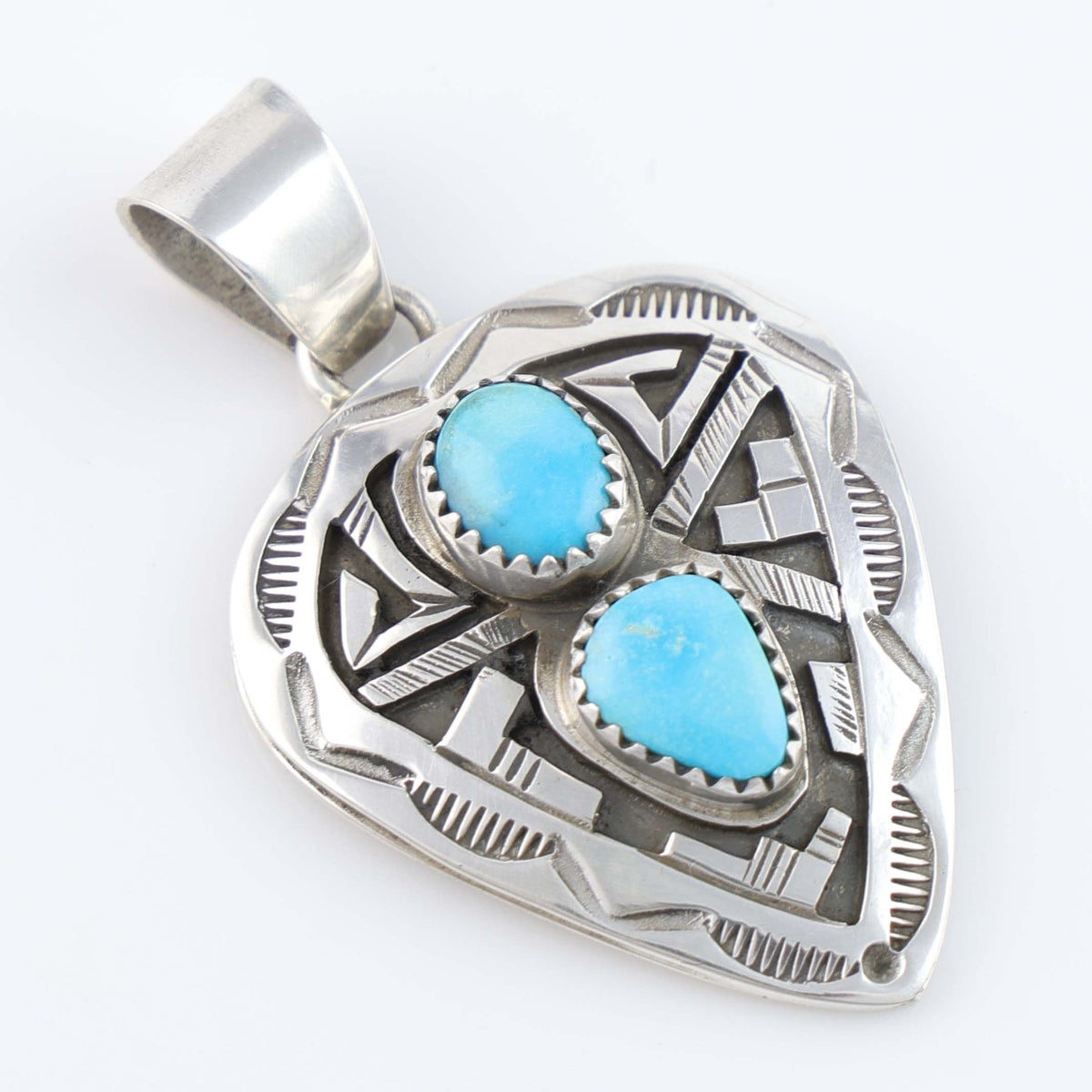 Navajo Blue Bird Turquoise Pendant by Peter Nelson