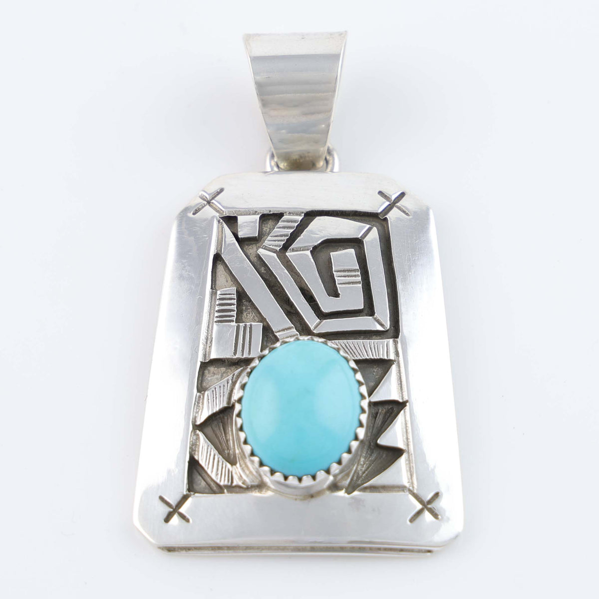 Navajo Kingman Turquoise Pendant by Peter Nelson
