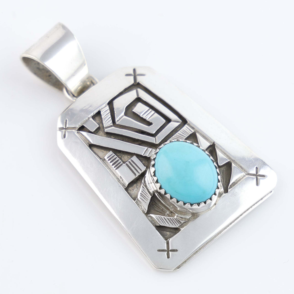 Navajo Kingman Turquoise Pendant by Peter Nelson