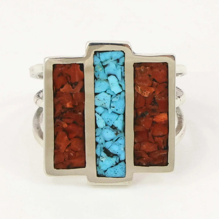 Turquoise and Coral Ring
