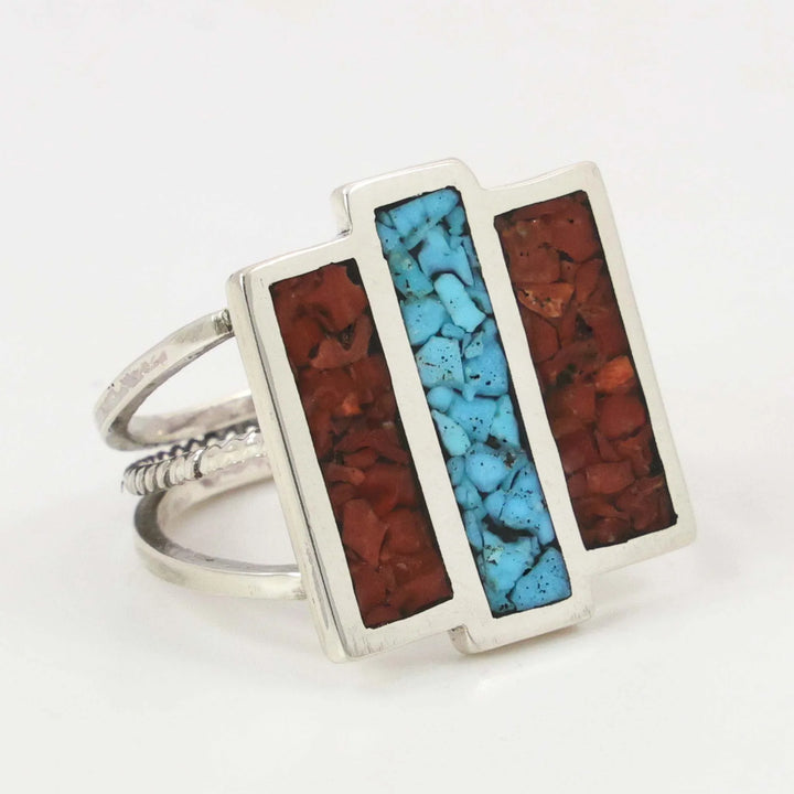 Turquoise and Coral Ring