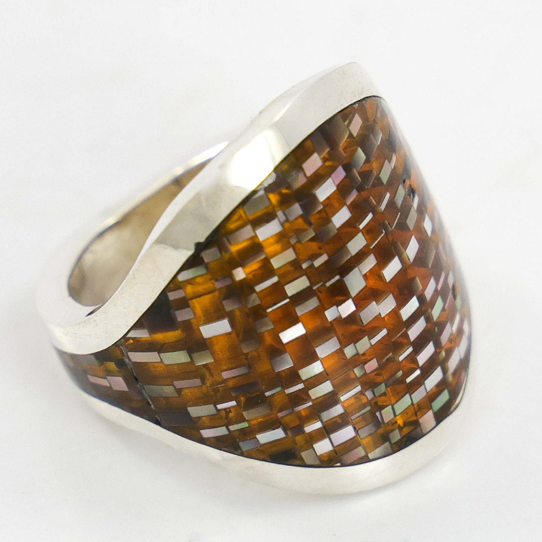 Amber Inlay Ring