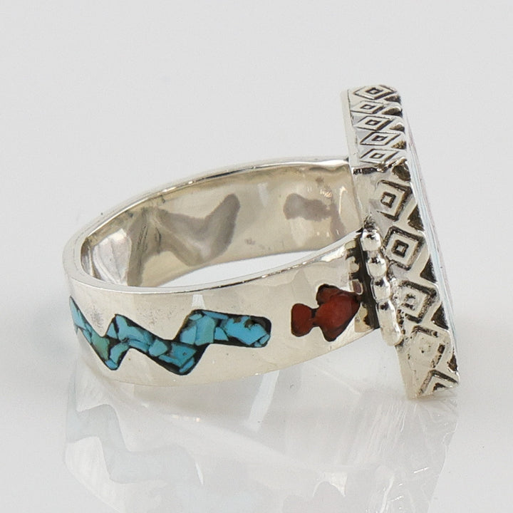 Coral and Turquoise Inlay Ring