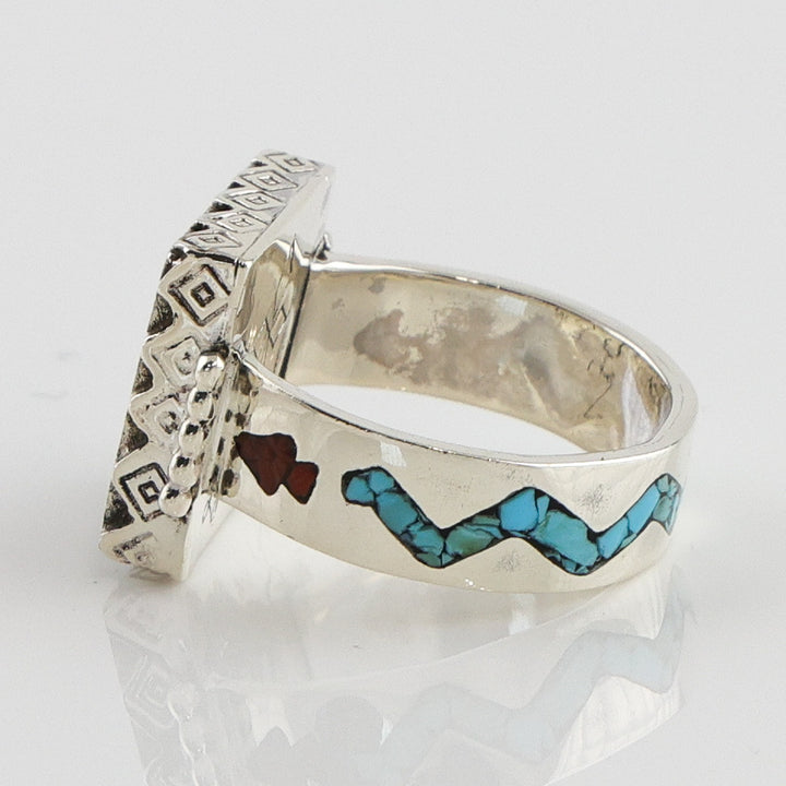 Coral and Turquoise Inlay Ring