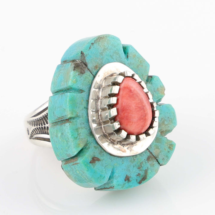 Turquoise and Spiny Oyster Shell Ring