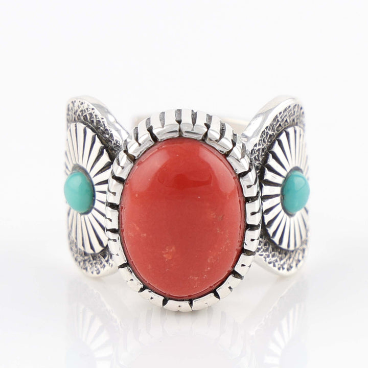 Coral and Turquoise Ring