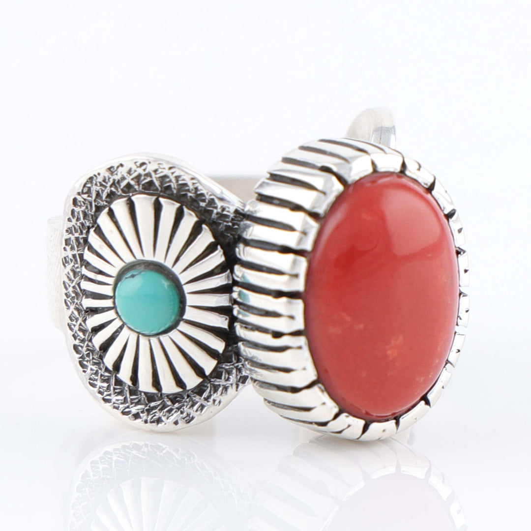 Coral and Turquoise Ring
