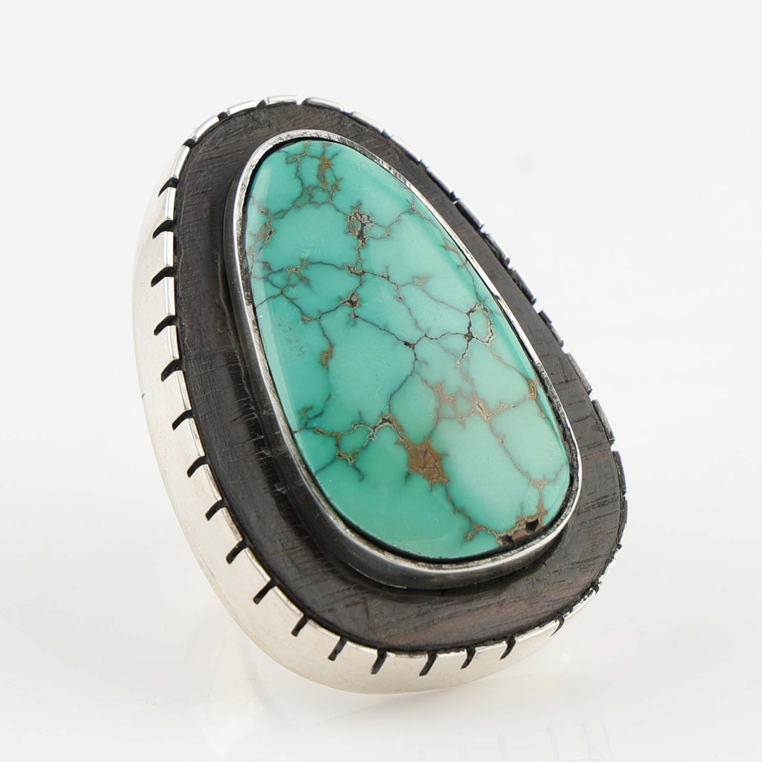 Turquoise and Ironwood Ring
