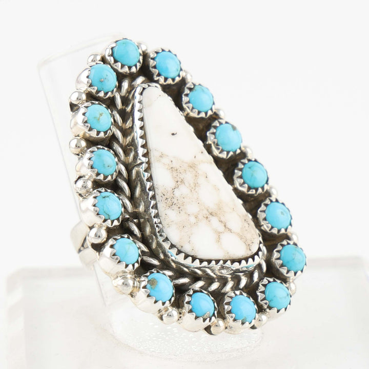 White Buffalo and Turquoise Ring