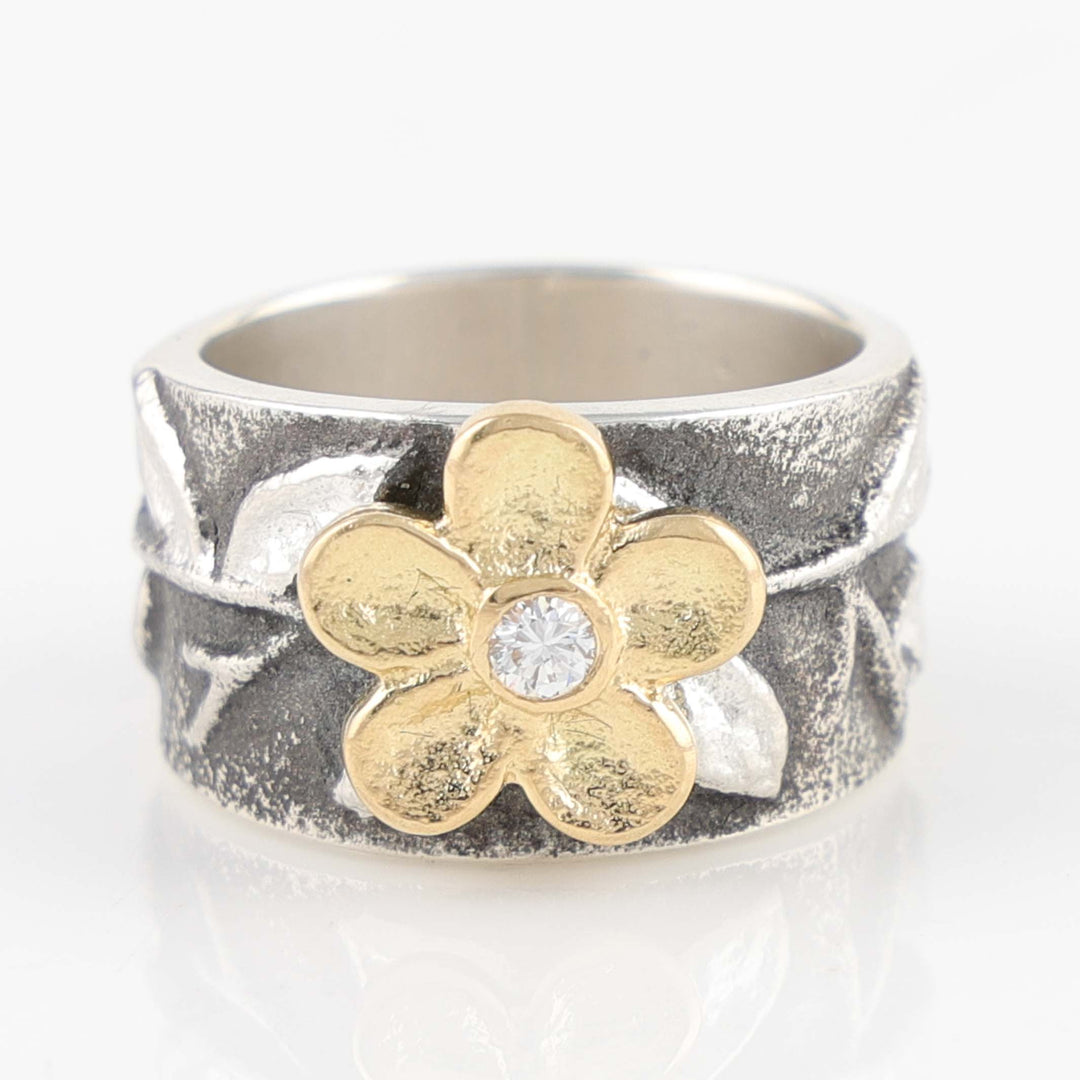 Gold and Diamond Flower Ring