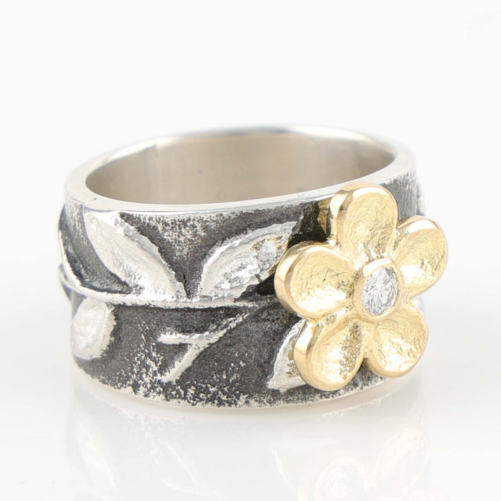 Gold and Diamond Flower Ring