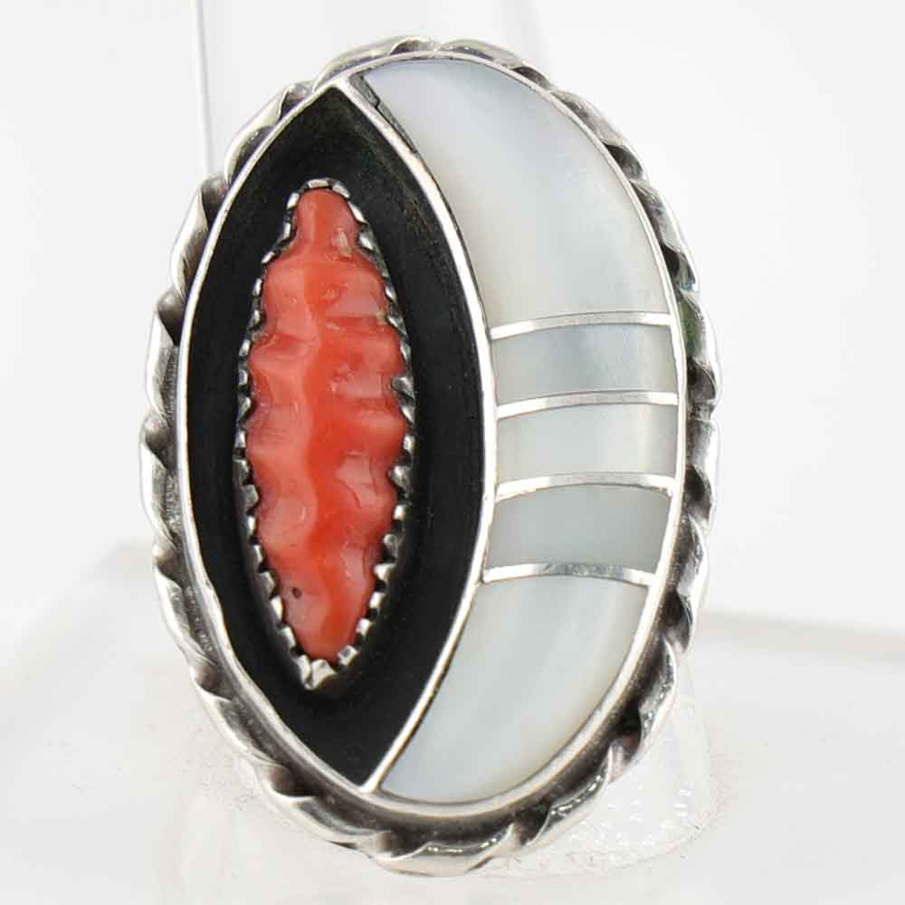 1970s Coral and Mother of Pearl Ring