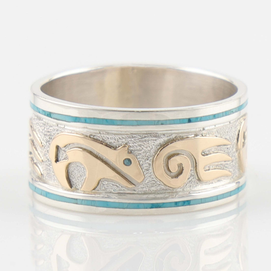Gold on Silver Bear Ring